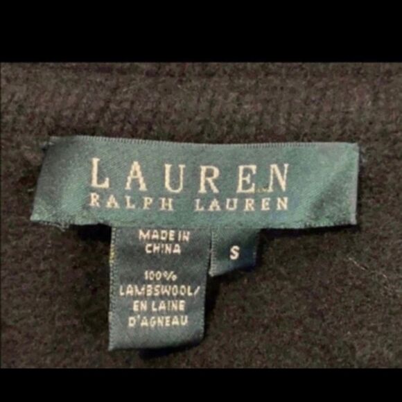 RALPH LAUREN 100% LAMBSWOOL BLACK SWEATER JACKET S - Picture 10 of 10